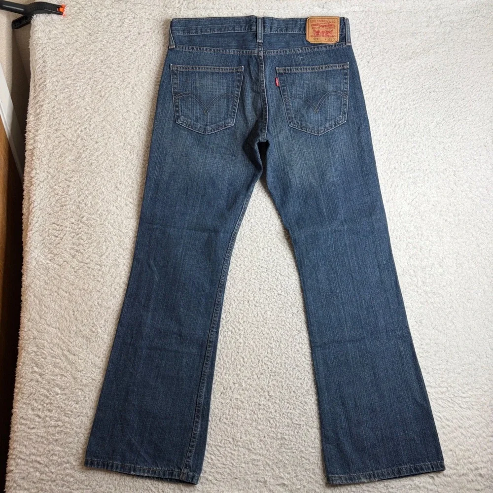 Levis 527 Y2K Slim Bootcut Jeans Mens 33x30(34x31) Denim Blue FADE whiskers